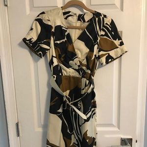 Badgley Mischka silk belted dress